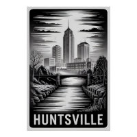 Paysage urbain de Huntsville Alabama en noir et bl