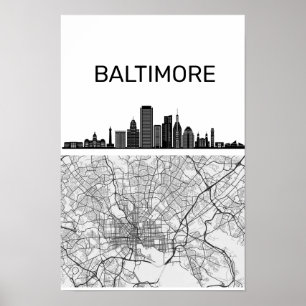 Poster Paysage urbain de la ville de Baltimore dans le Ma