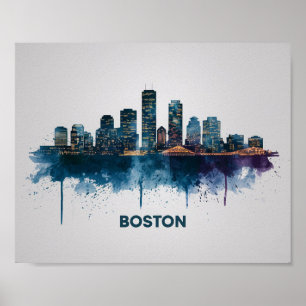 Poster Paysage urbain de la ville de Boston, paysage urba