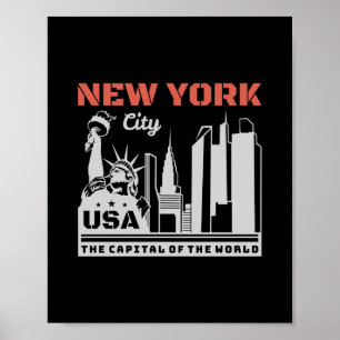 Poster Paysage urbain de New York City USA Graphique de v