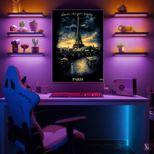 Poster Paysage urbain de Paris - Art monochrome au fusain