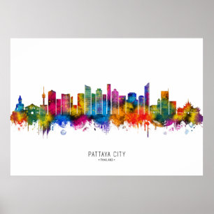 Poster Paysage urbain de Pattaya City Thaïlande