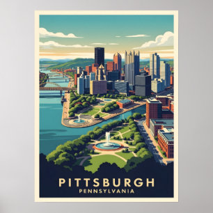 Poster Paysage urbain de Pittsburgh, Pennsylvanie