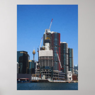 Poster Paysage urbain de Sydney dans un style pictural 