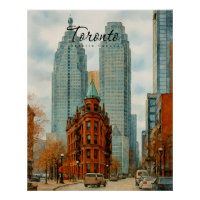 Paysage urbain de Toronto Canada Aquarelle vintage