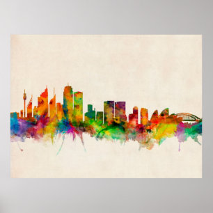 Poster Paysage urbain d'horizon de Sydney Australie