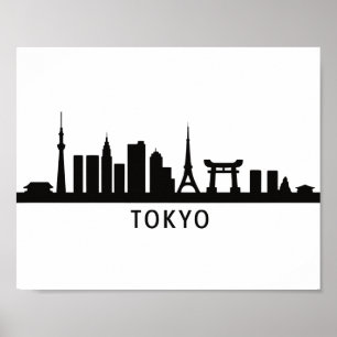 Poster Paysage urbain du Japon   Silhouette de la skyline