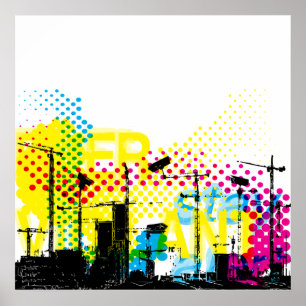 Poster Paysage urbain dystopique