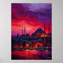 Paysage urbain expressionniste vibrant d'Istanbul
