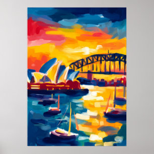 Poster Paysage urbain fauviste de Sydney – Opéra et Harbo