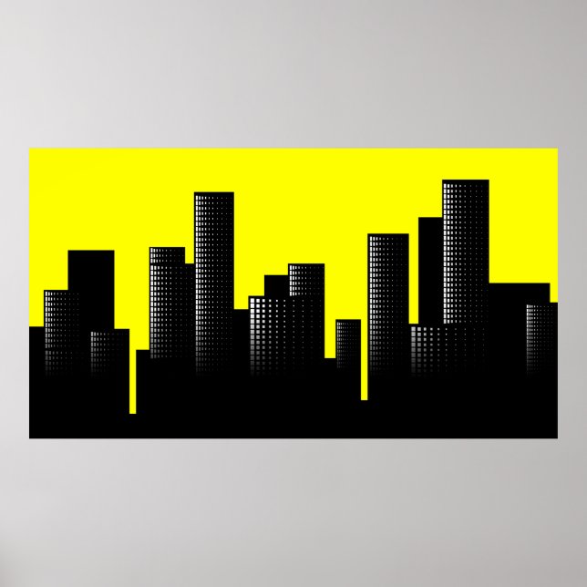 Poster paysage urbain jaune (Devant)