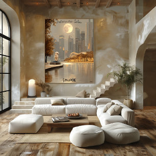 Poster Paysage urbain minimaliste de Singapour – Art de l