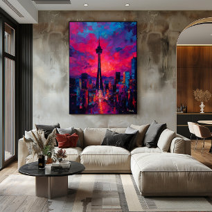 Poster Paysage urbain néo-expressionniste de Séoul Couche