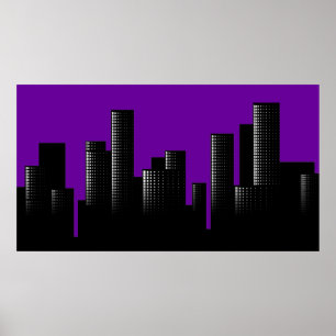 Poster paysage urbain pourpre