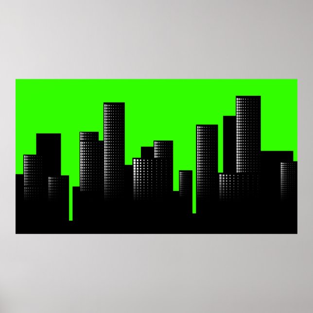Poster paysage urbain vert (Devant)