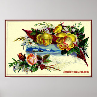 Poster Paysage victorien avec roses
