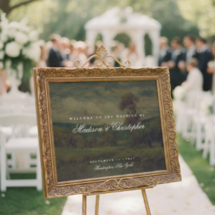 Poster Paysage Vintage Peinture Mariage Bienvenue