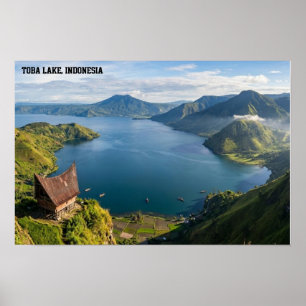 Poster Paysage volcanique du lac Toba à Sumatra en Indoné