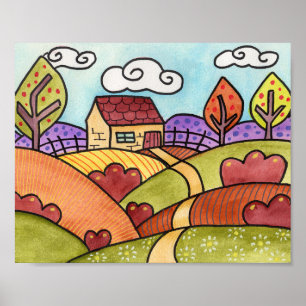 Poster Paysage Whimsical Watercolor