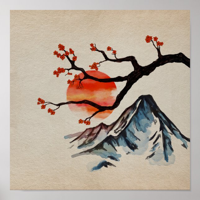 Poster Paysage zen et sérénité - Coucher de soleil de la  (Devant)