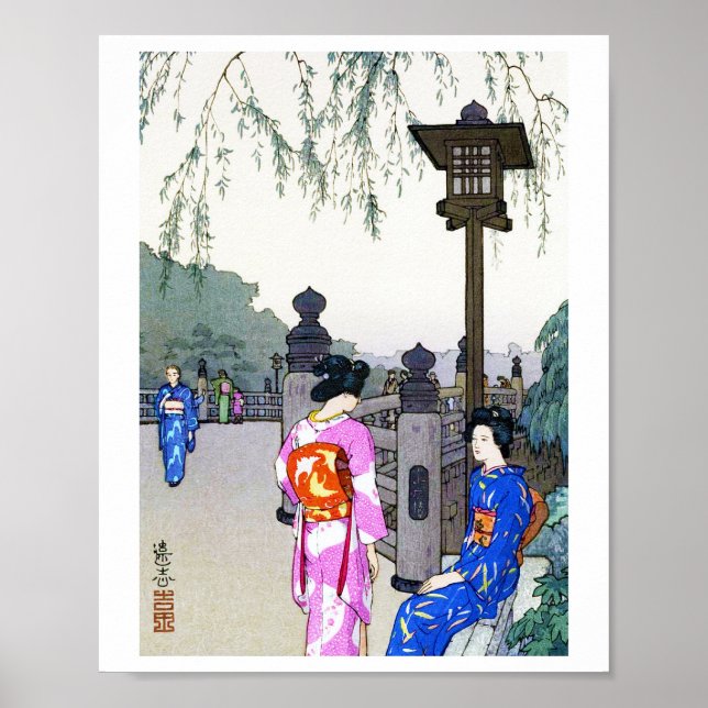 Poster Paysages avec femmes dans un Kimono, Hiroshi Yoshi (Devant)