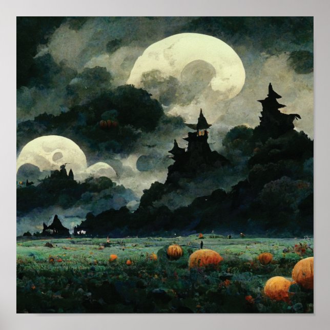 Poster Paysages éffrayants d'Halloween (Devant)