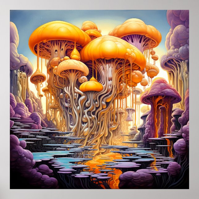 Poster Paysages fantastiques psychédéliques (Devant)