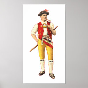 Poster Paysan suisse de Appenzell Innerrhoden en costume