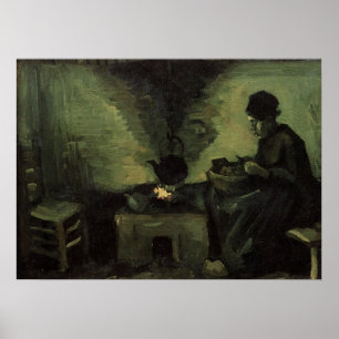 Poster Paysanne au coin du feu par Vincent van Gogh