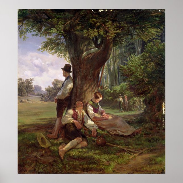 Poster Paysans ayant une sieste, 1841 (Devant)