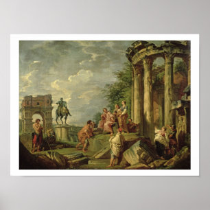 Poster Paysans parmi les ruines romaines, 1743 (huile sur