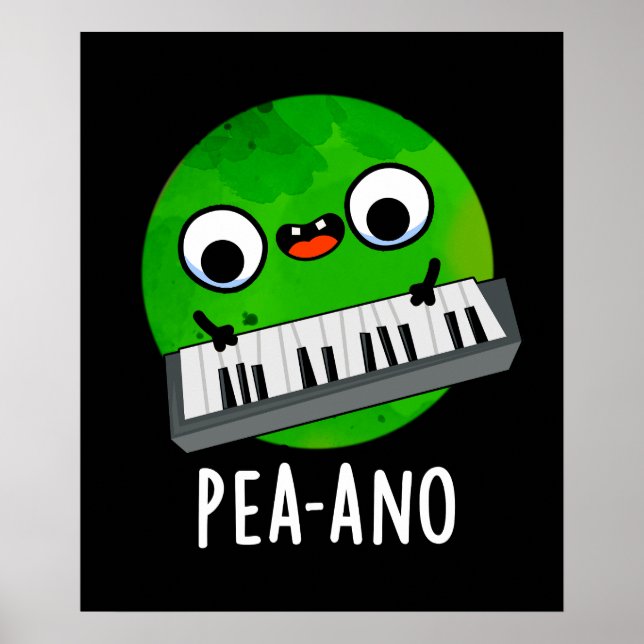 Poster Pea-ano Funny Musique Veggie Pea Pun Dark BG (Devant)