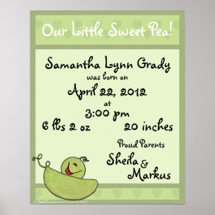Poster Pea Pod Baby Information sur la naissance