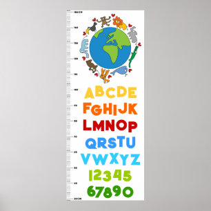 Poster Peace And Love Cute Cartoon Animaux du monde