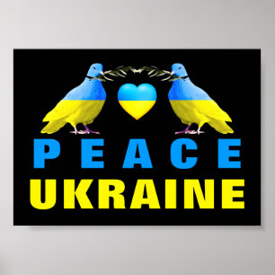 Poster Peace For Ukraine - Freedom - Peace Dove Heart