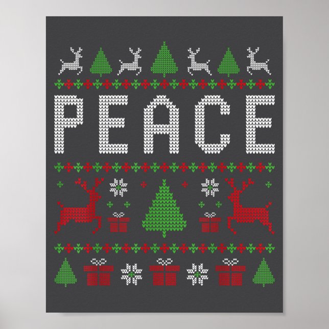 Poster Peace I Come In Peace Couple Matching Ugly Christm (Devant)