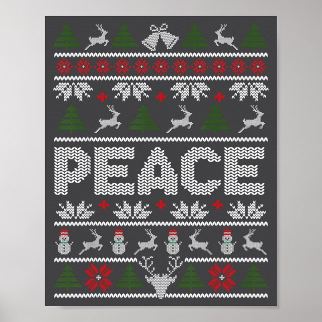 Poster Peace I Come In Peace Couple Matching Ugly Christm (Devant)