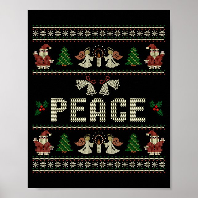 Poster Peace I Come In Peace Couple Matching Ugly Christm (Devant)