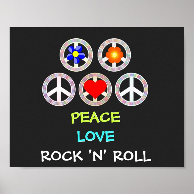 Poster Peace, Love and Rock 'n' Roll (Devant)