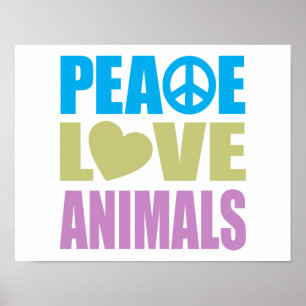 Poster Peace Love Animals