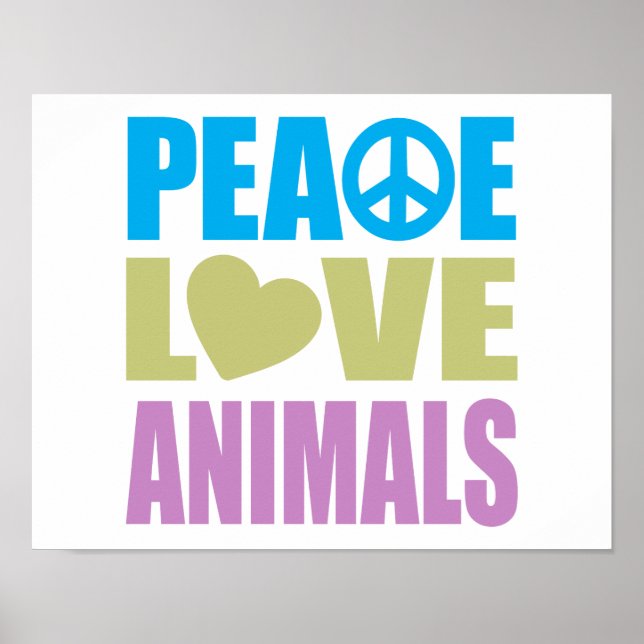 Poster Peace Love Animaux (Devant)