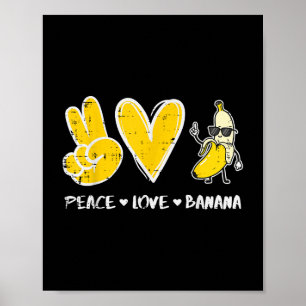 Poster Peace Love Banana Funny Fruit Food Vegan Femmes Ho