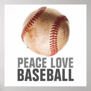 Poster Peace Love Baseball Motivational Art unique