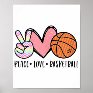 Poster Peace Love Basketball Coeur pour les Ados entre