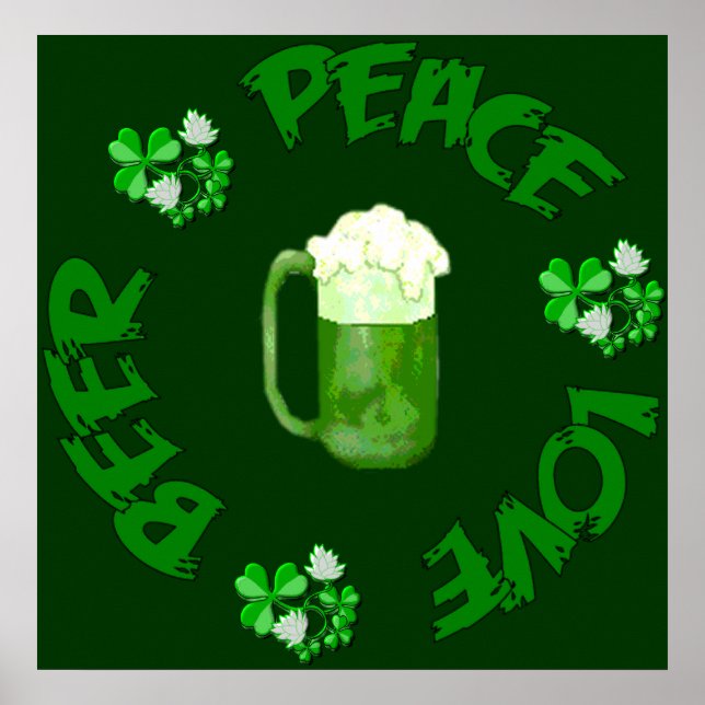 Poster Peace Love Beer (Devant)