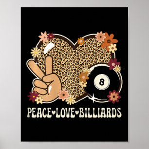 Poster Peace Love Billiards Lover Empreinte de léopard Gi