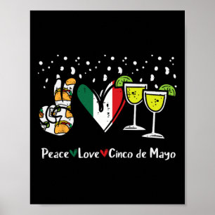 Poster Peace Love Cinco De Mayo Party Fiesta Mexicaine