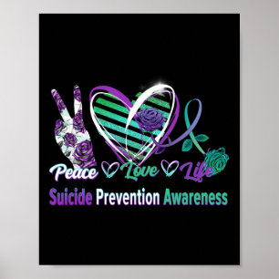 Poster Peace Love Conscience du suicide Semi-Colon Cadeau