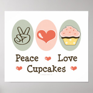 Poster Peace Love Cupcakes