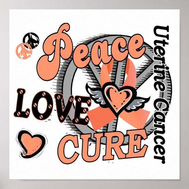 Poster Peace Love Cure 2 Cancer utérin (Devant)